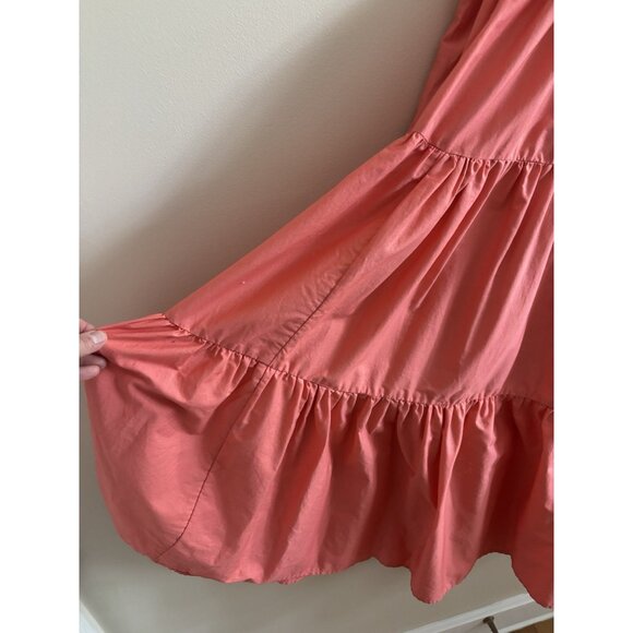 Anthropologie Maeve Tiered Midi Dress Coral Rose Smocked 4 Cottage Boho READ - Picture 6 of 16